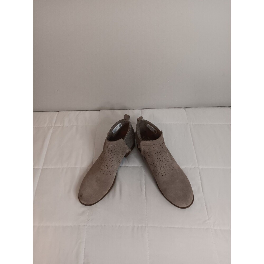 Toms Suede Leather Perforated Leather Ankle Boots Bootie Sz 9.5 Tan Color